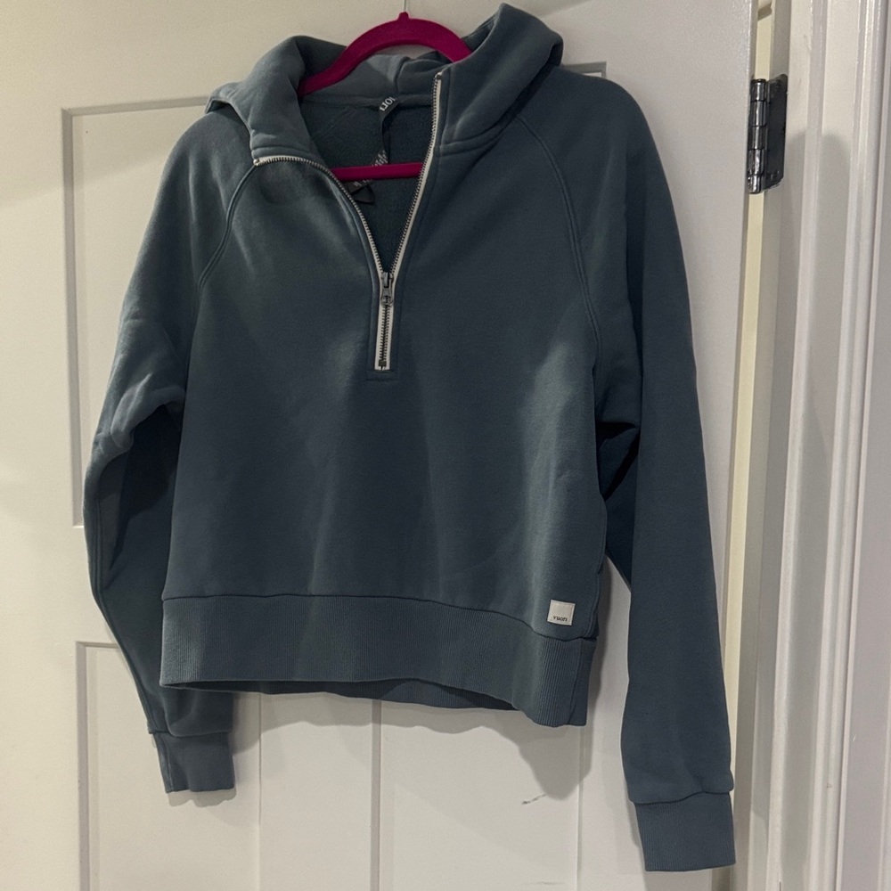 Vuori Restore Slate Blue Half-Zip Hoodie size Small